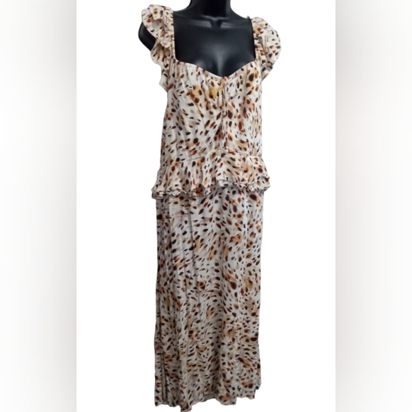 Sofia Vergara Dress XL Maxi Spotted Blousen Style Queen Anne Neckline  Travel - Picture 2 of 14
